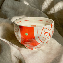 Load image into Gallery viewer, Akae Hake-e Hand Painted Yunomi Candle