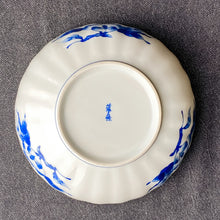 Load image into Gallery viewer, Yellow + Indigo Floral Mino Ware Japanese Vintage Plate