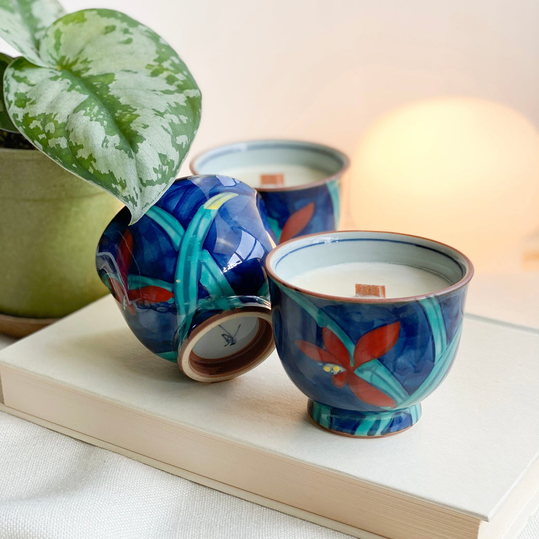 Arita Nishiki Orchid Yunomi (Tea Cup) Candle