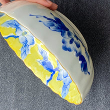 Load image into Gallery viewer, Yellow + Indigo Floral Mino Ware Japanese Vintage Plate
